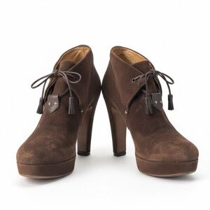 Rag & Bone Lovell Brown Suede Platform Ankle Boots 38 US 8 Lace Up Italy